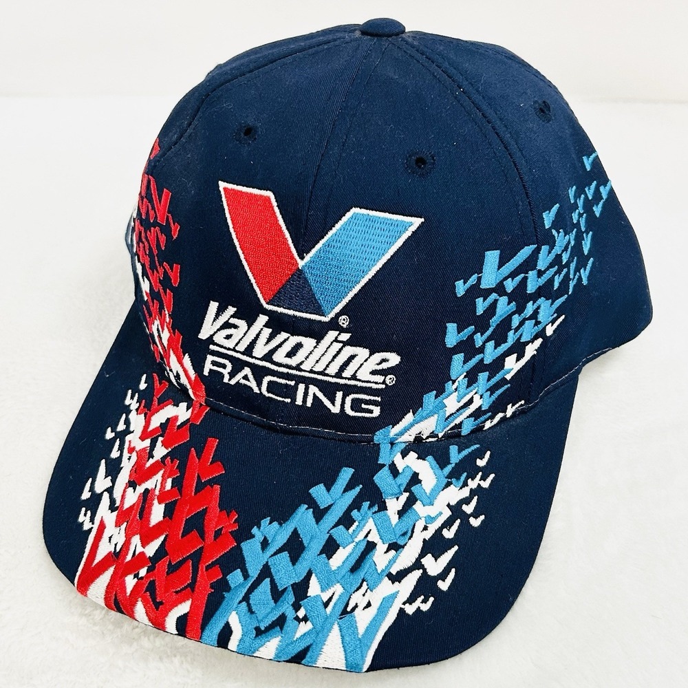 Valvoline Racing Pattern Hat Cap Adjustable Strapback Blue Outdoors Sports